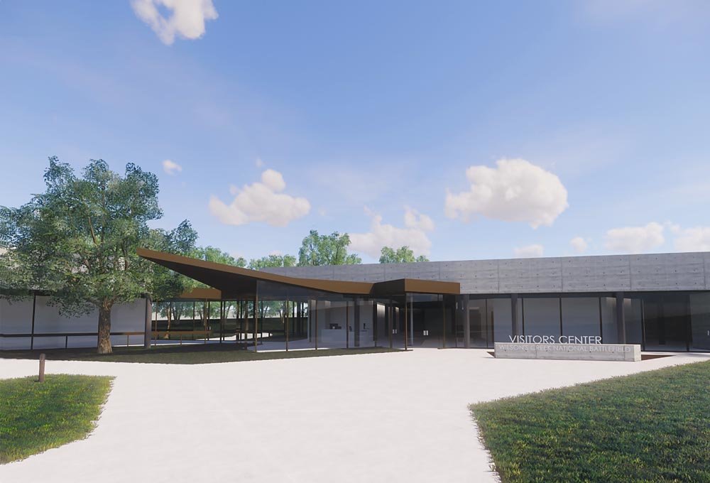 FUNDRAISING UNDERWAY: A $4.5 million renovation of the Wilson’s Creek National Battlefield Visitors Center, shown in this rendering, is in the works for later this year.